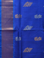 Dark Blue Uppada Silk Handloom Saree with Body Buta and Checks Design - Global Threads | Grocsy