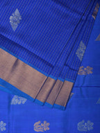 Dark Blue Uppada Silk Handloom Saree with Body Buta and Checks Design - Global Threads | Grocsy