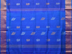 Dark Blue Uppada Silk Handloom Saree with Body Buta and Checks Design - Global Threads | Grocsy
