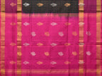 Dark Green and Purple Uppada Silk Handloom Saree with Checks and Body Buta Design - Global Threads | Grocsy
