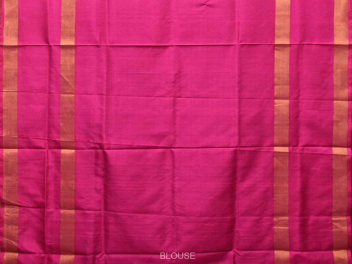 Dark Green and Purple Uppada Silk Handloom Saree with Checks and Body Buta Design - Global Threads | Grocsy