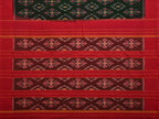 Dark Green and Red Pochampally Ikat Cotton Handloom Saree with All Over Design - Global Threads | Grocsy