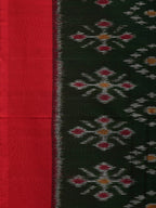 Dark Green and Red Pochampally Ikat Cotton Handloom Saree with All Over Design - Global Threads | Grocsy