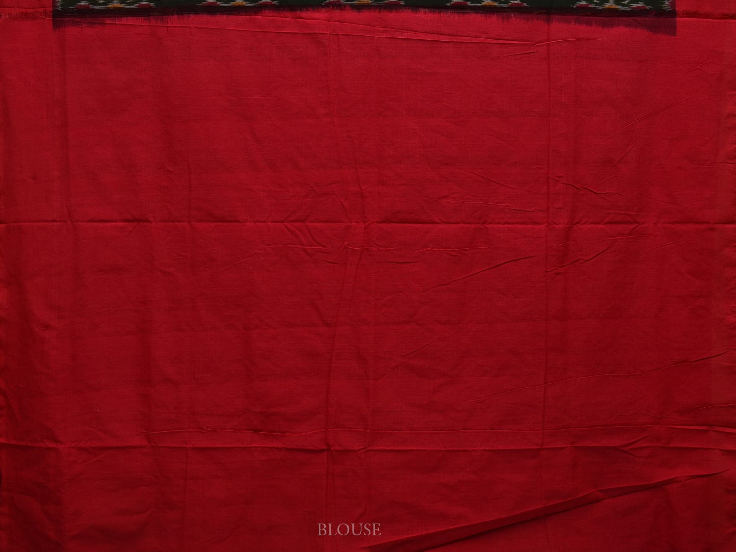 Dark Green and Red Pochampally Ikat Cotton Handloom Saree with All Over Design - Global Threads | Grocsy