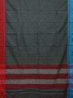 Dark Green ilkal Cotton Handloom Saree with Checks and Ganga-Jamuna Border Design No Blouse - Global Threads | Grocsy