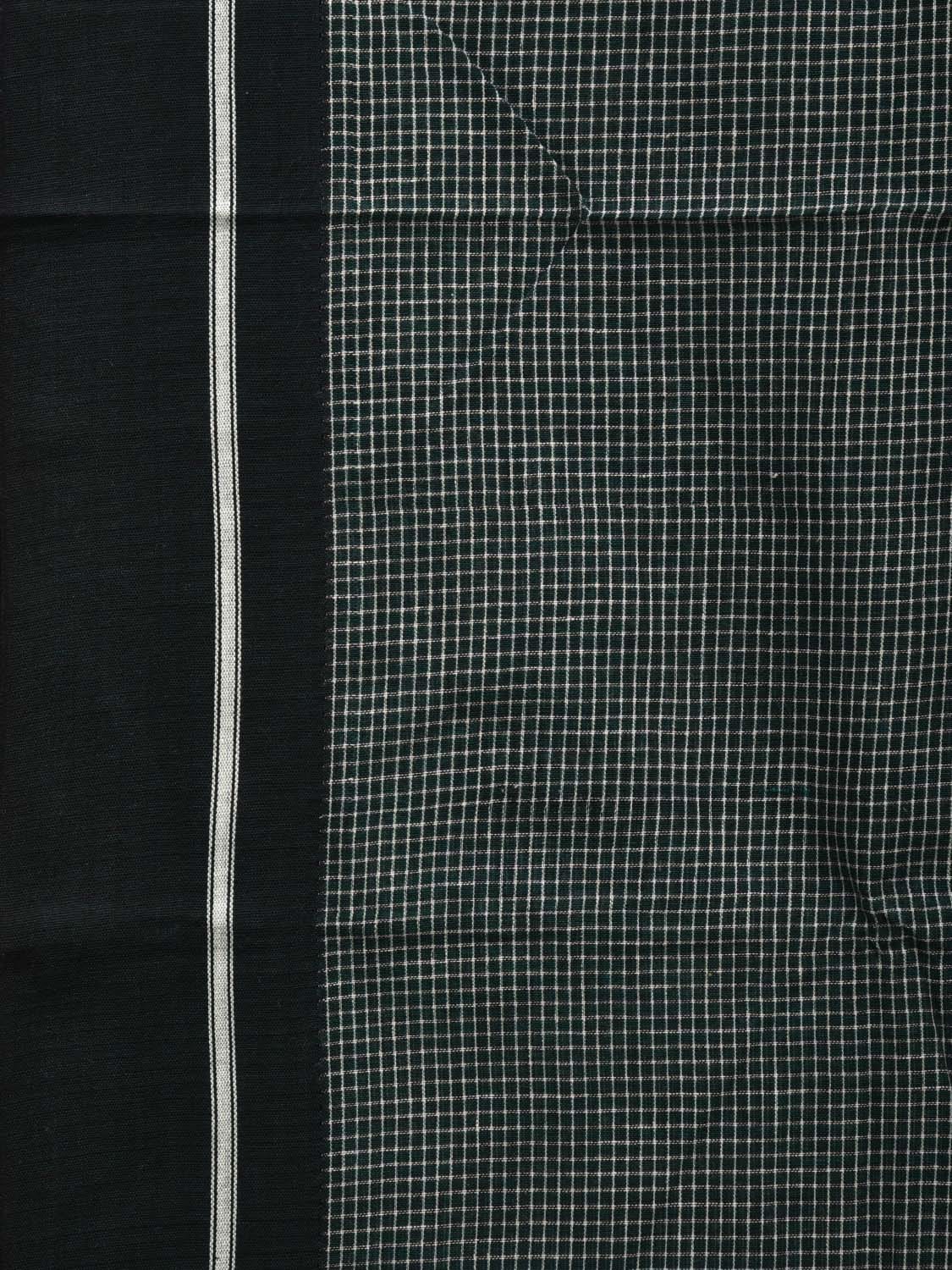 Dark Green ilkal Cotton Handloom Saree with Checks Design No Blouse - Global Threads | Grocsy