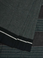 Dark Green ilkal Cotton Handloom Saree with Checks Design No Blouse - Global Threads | Grocsy