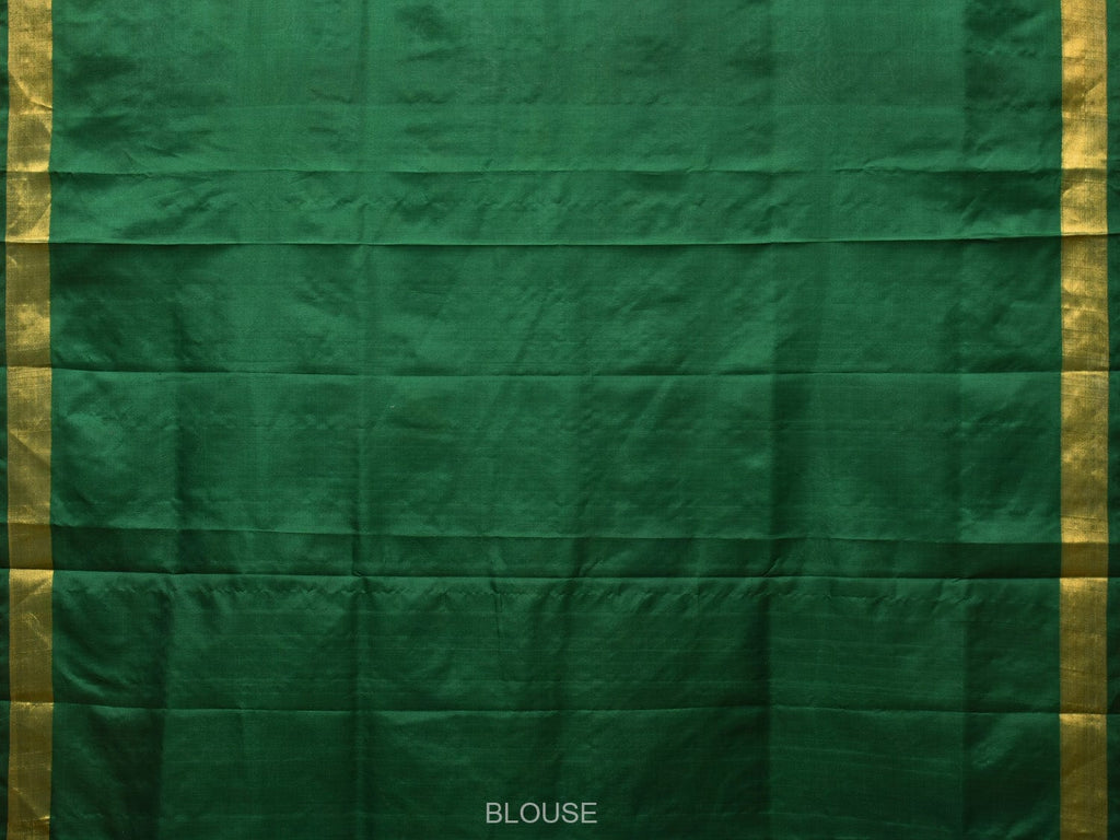 Dark Green Uppada Silk Handloom Saree with All Over Lotus and Birds Design - Global Threads | Grocsy