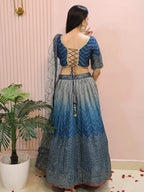 Tulsi Art Dazzling Blue Chinon Sequins Party Wear Lehenga Choli | Grocsy