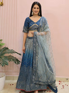 Tulsi Art Dazzling Blue Chinon Sequins Party Wear Lehenga Choli | Grocsy