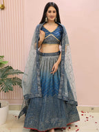 Tulsi Art Dazzling Blue Chinon Sequins Party Wear Lehenga Choli | Grocsy