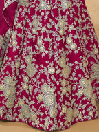 Tulsi Art Dazzling Pink Silk Thread Embroidered Lehenga Choli | Grocsy