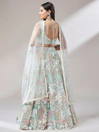 Tulsi Art Dazzling Pista Green Sequins Soft Net Engagement Wear Lehenga Choli | Grocsy