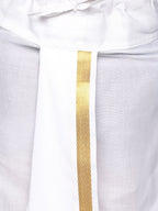 Sethukrishna Boys Gold-Toned Pleated Kurta with Dhoti Pants | Grocsy