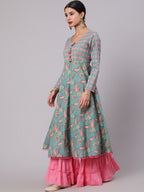 Aks Paisley Printed Cotton Anarkali Kurta | Grocsy