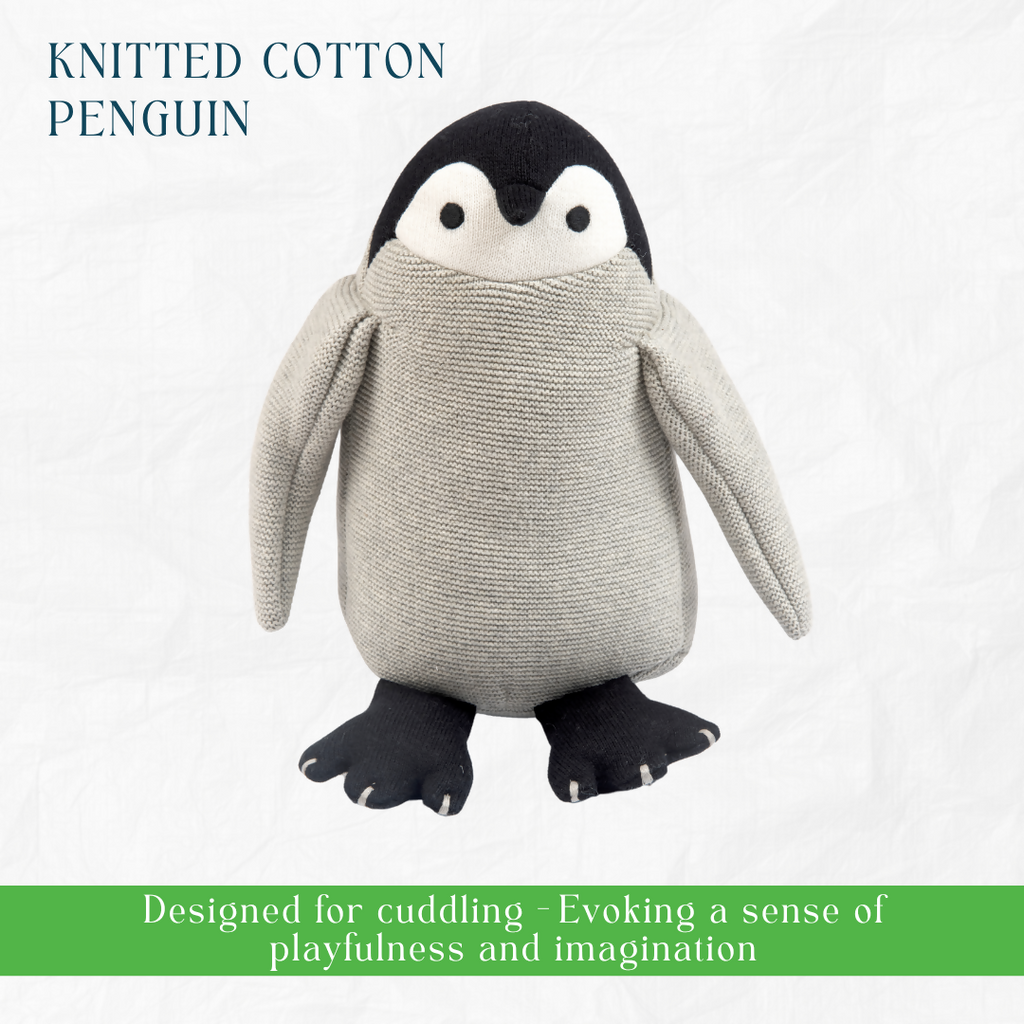 Nesta Toys Newborn Gift Set - Penguin Plush Toy, Wooden Elephant & Car Teether | Grocsy