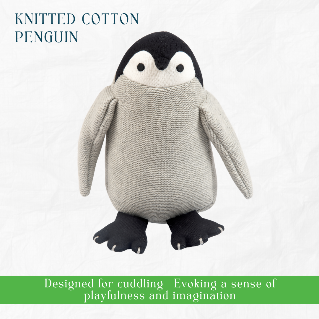 Nesta Toys Newborn Gift Set - Penguin Plush Toy, Wooden Elephant & Car Teether | Grocsy