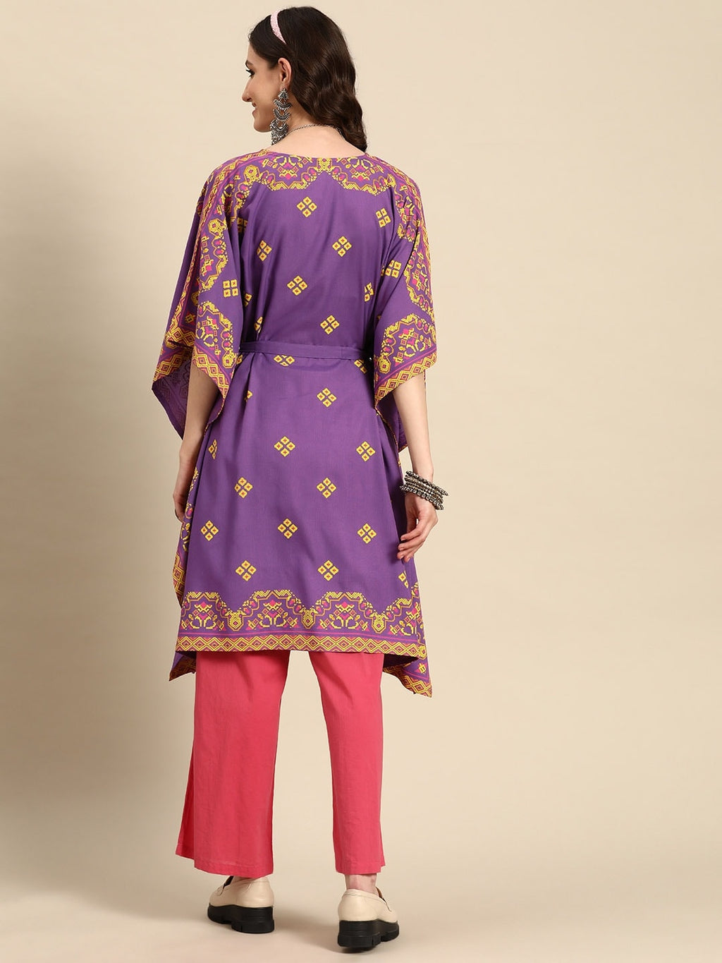 Sangria Women Ethnic Motifs Printed Kaftan Kurta | Grocsy