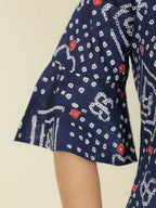 Aramya Straight Soft Cotton Bandhani Print Women's Kurta - Blue | Grocsy