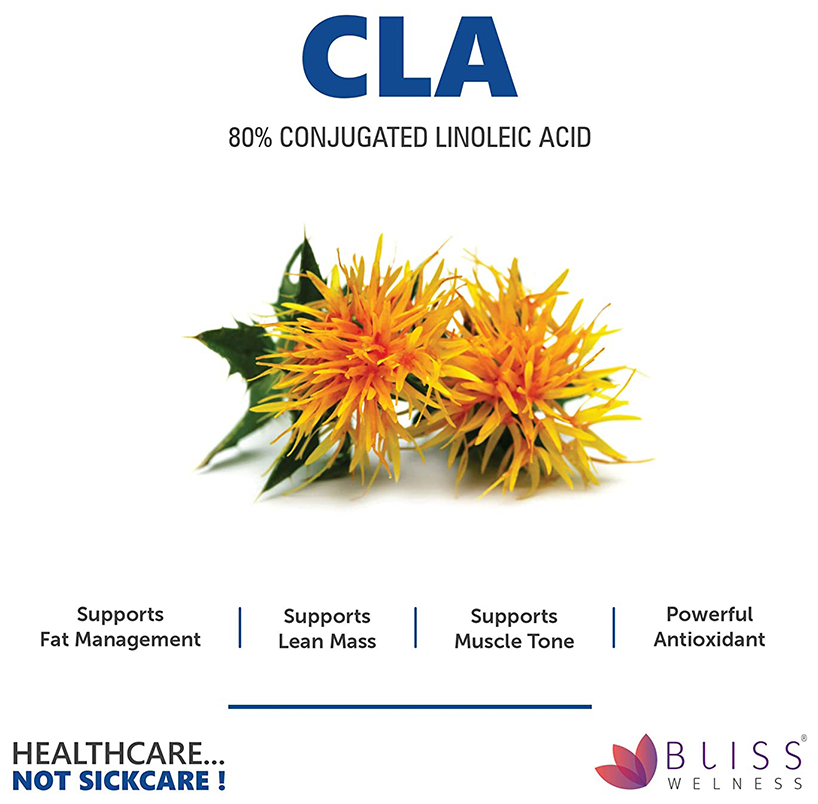 Bliss Welness Weight Management CLA 1000 80% Conjugated Linoleic Acid Capsule | Grocsy