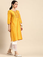 Sangria Women Geometric Embroidered Mirror Work Kurta | Grocsy