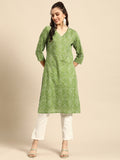 Sangria Women Green Bandhani Printed Pure Cotton Kurta | Grocsy