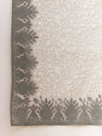 Grey Organza Floral Embroidered Saree with Unstitched Blouse Piece - Roozal | Grocsy