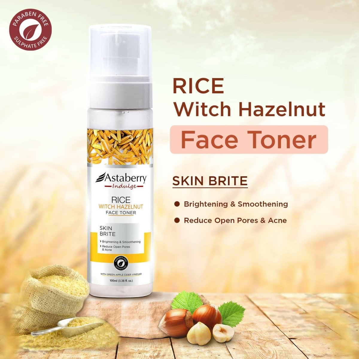 Astaberry Indulge Rice & Witch Hazelnut Facial Toner | Grocsy