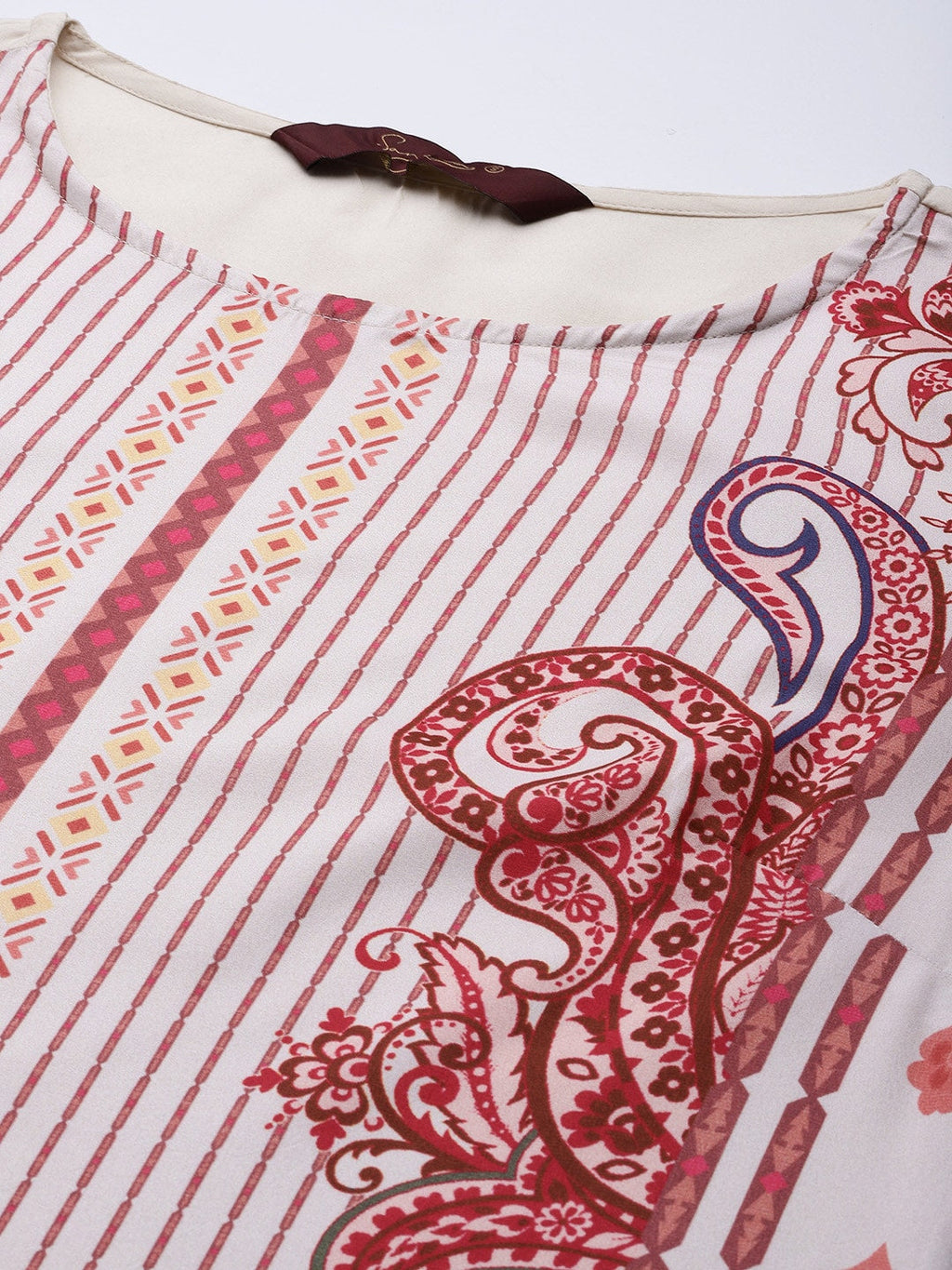 Sangria Women White & Maroon Paisley Printed Kurta with Trousers | Grocsy