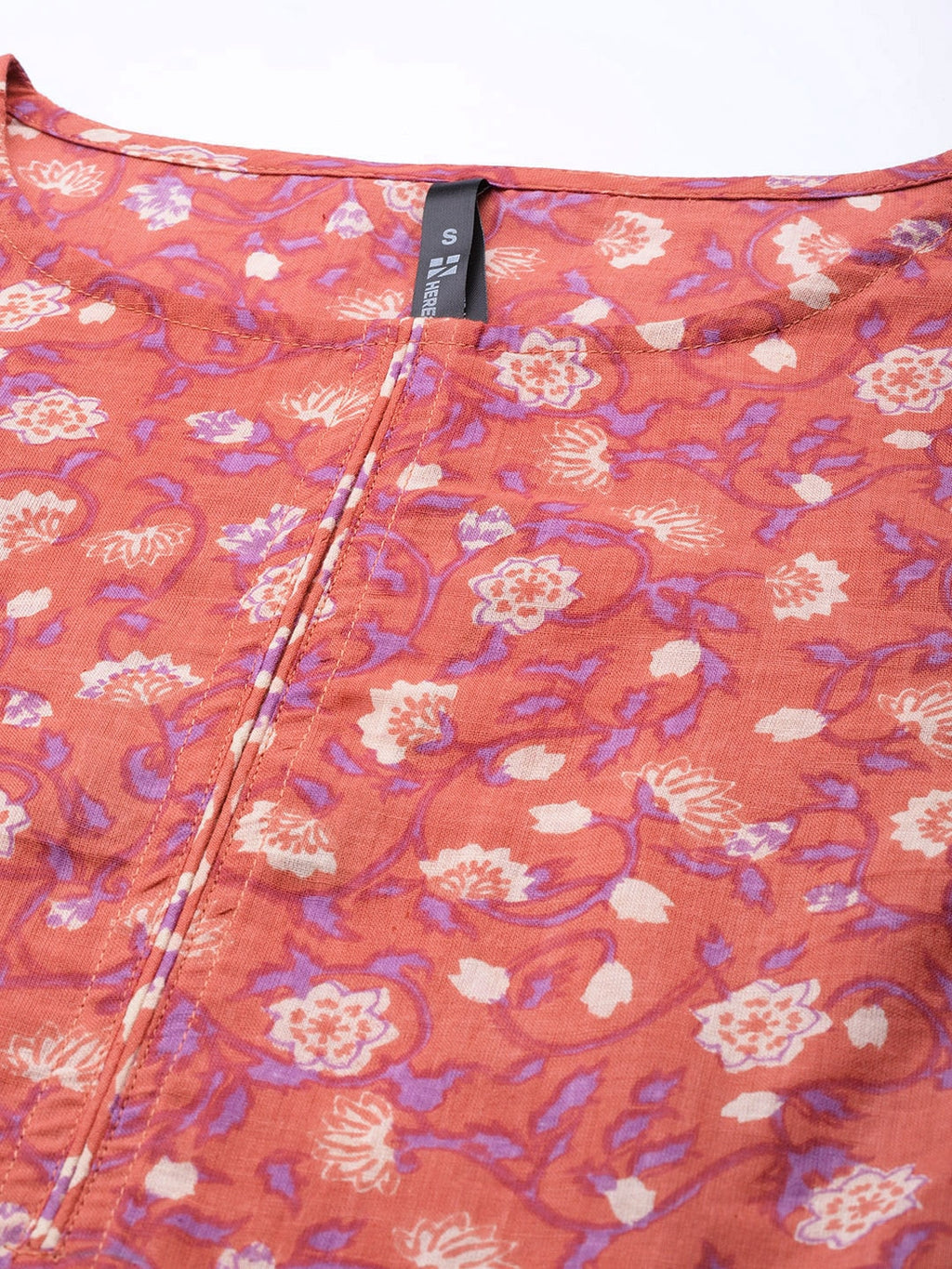 HERE&NOW Women Pink & White Floral Printed Kurta with Palazzos | Grocsy