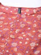 HERE&NOW Women Pink & White Floral Printed Kurta with Palazzos | Grocsy