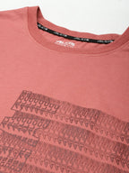 Alcis Men Pink Typography Printed Slim Fit Running T-shirt | Grocsy