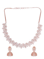 Saraf RS Jewellery Rose Gold-Polished & White AD & CZ-Studded Contemporary Jewellery Set | Grocsy