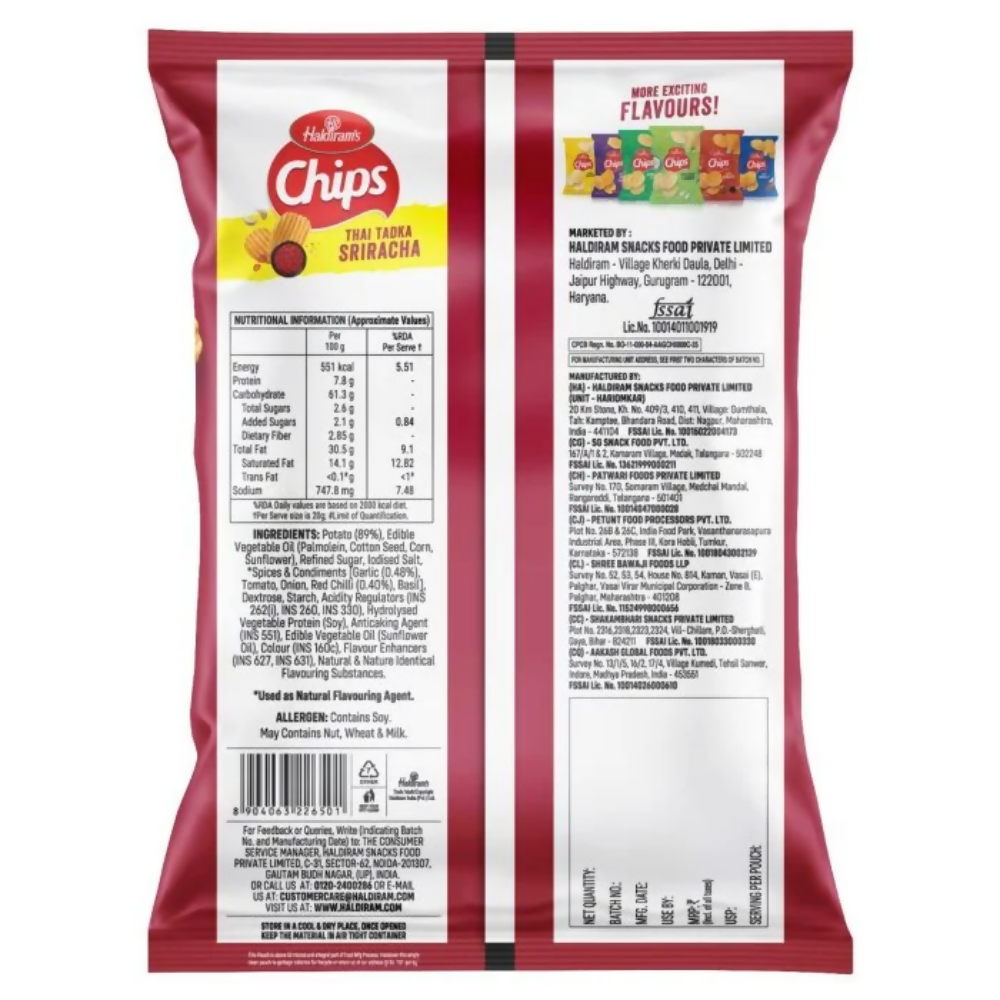 Haldiram's Thai Tadka Sriracha Potato Chips | Grocsy