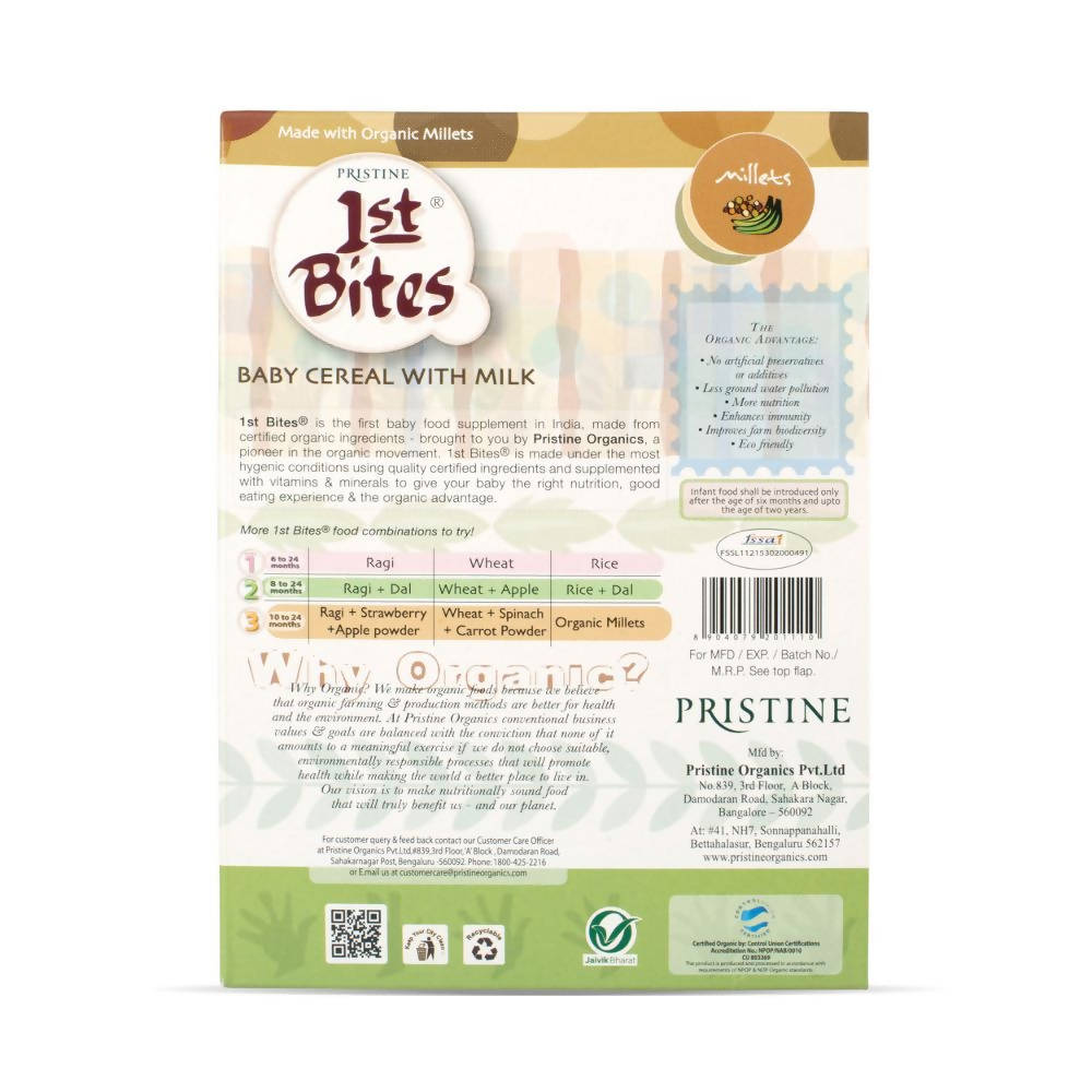 Pristine 1st Bites Baby Cereal Stage-3 Organic Millets | Grocsy