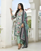 Vaasva Women's Green Tissue Gota Embroidered Suit Set With Solid Pant And Embroidered Dupatta | Grocsy