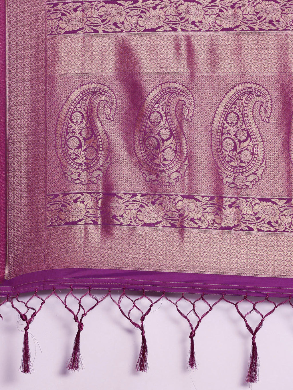 Saree Mall Purple Ethnic Motifs Zari Silk Blend Banarasi Saree | Grocsy