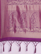 Saree Mall Purple Ethnic Motifs Zari Silk Blend Banarasi Saree | Grocsy