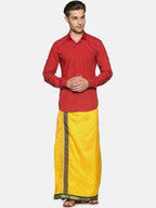 Sethukrishna Men Yellow Solid Readymade Dhoti | Grocsy