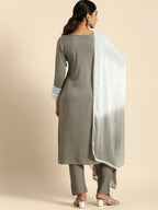 All About You Women Embroidered Chikankari Kurta With Trousers & With Dupatta | Grocsy