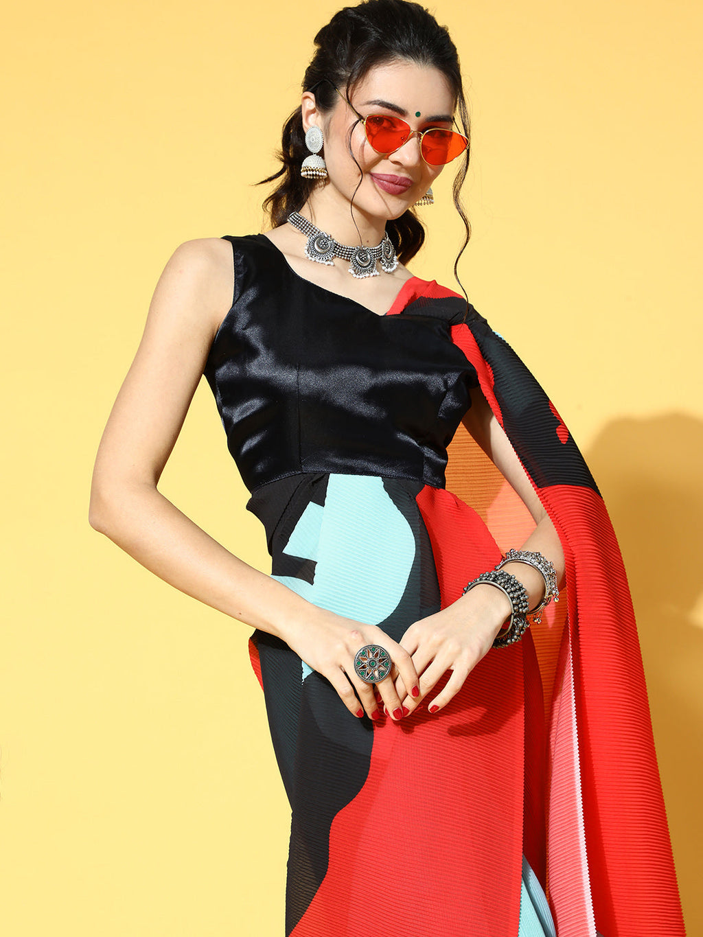 Saree Mall Blue Saree For Women | Grocsy