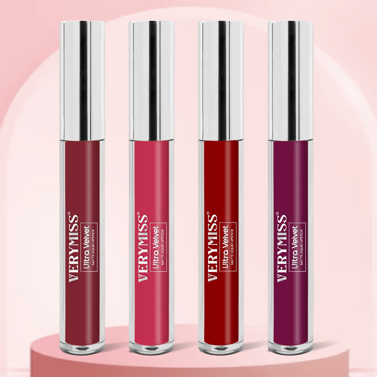 VERYMISS Set Of 4 Long Stay Velvet Matte Non Transfer Lip Color Combo 3 | Grocsy