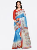 Saree Mall Blue & Beige Art Silk Printed Bhagalpuri Saree | Grocsy