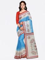 Saree Mall Blue & Beige Art Silk Printed Bhagalpuri Saree | Grocsy