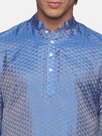 Sethukrishna Men Blue Printed Kurta with Pyjamas | Grocsy