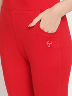 TAG 7 Women Set of 2 Red & White Ankle Length Leggings | Grocsy