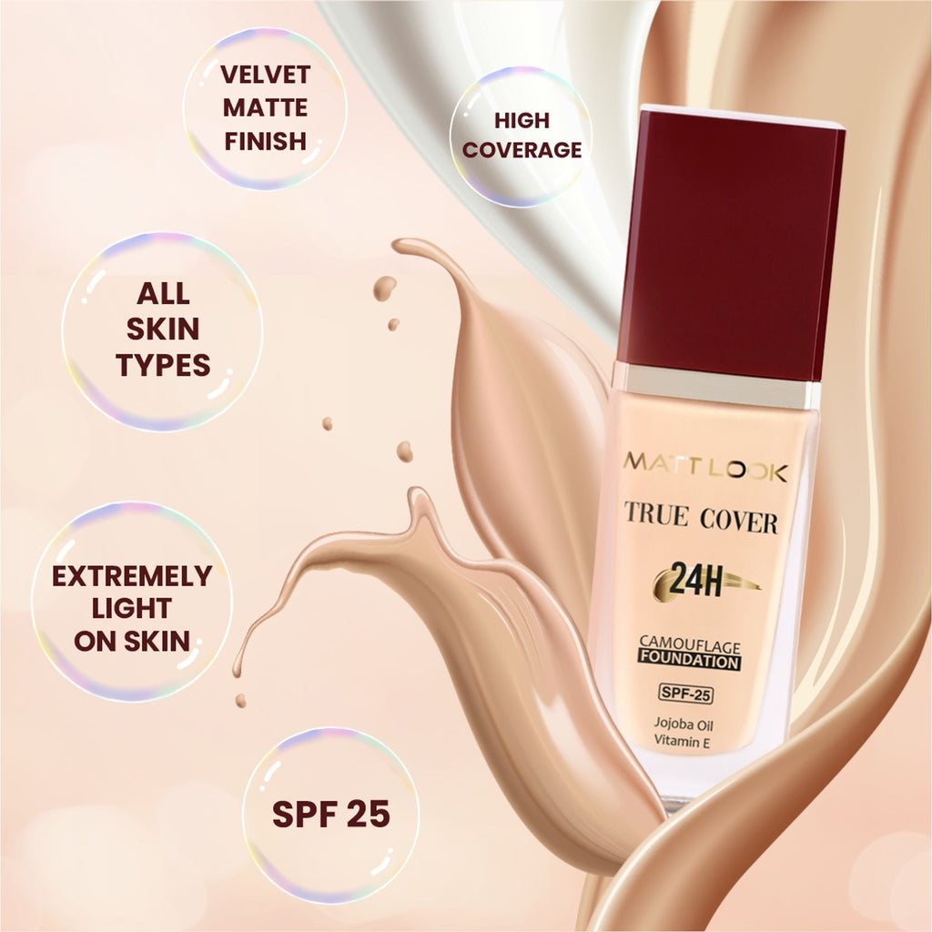 Matt Look True Cover Camouflage 24Hrs Long Stay Foundation - Rose Beige | Grocsy