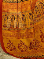 Saree Mall Mustard & Maroon Ethnic Motifs Printed Bhagalpuri Sarees | Grocsy