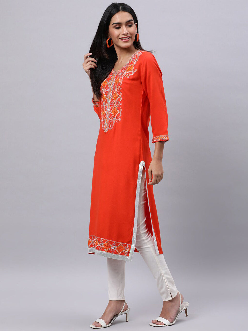 Souchii Women Ethnic Motifs Yoke Design Thread Work Beautiful Kurta | Grocsy