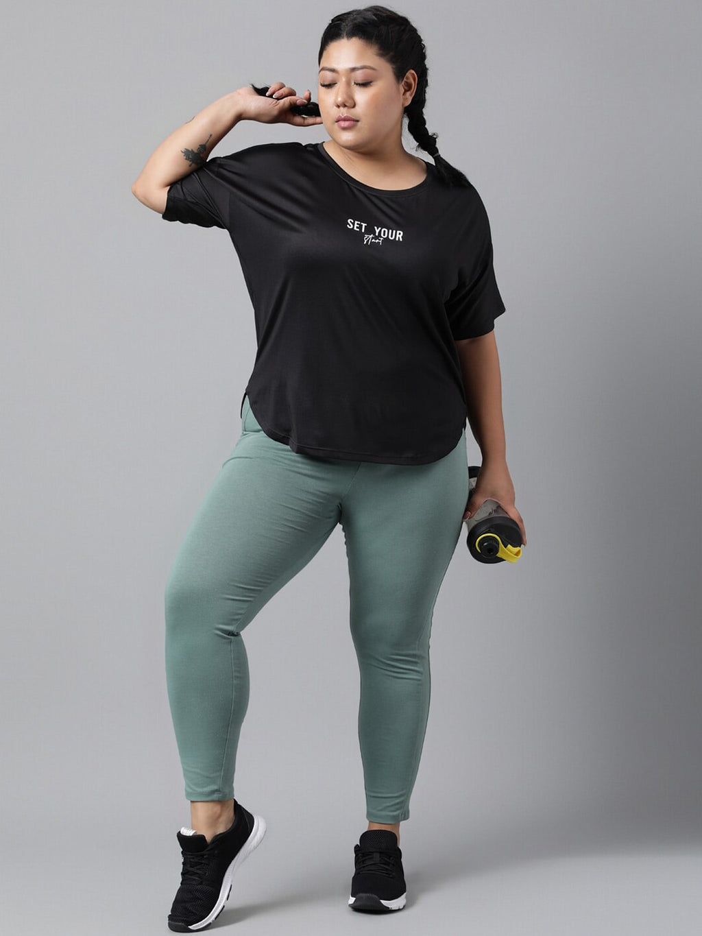 MKH Typography Printed Plus Size Drop Shoulder Sleeves Relaxed Fit Dri-FIT Sports T-shirt | Grocsy